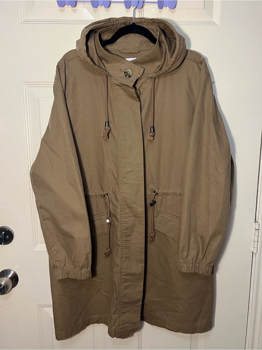J. Jill Hooded Trench Coat in Brown-Tan